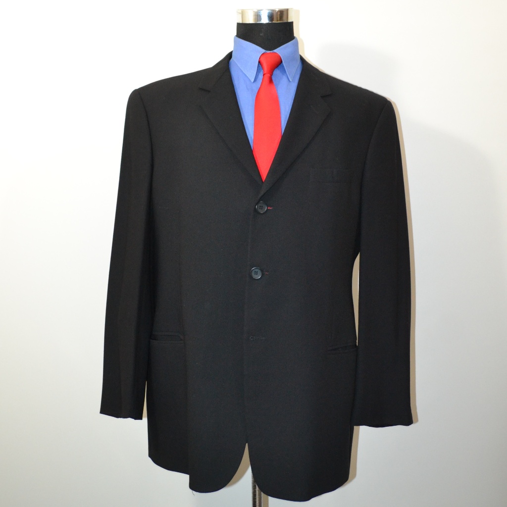 Mani 44r Sport Coat Blazer Suit Jacket Black Wool